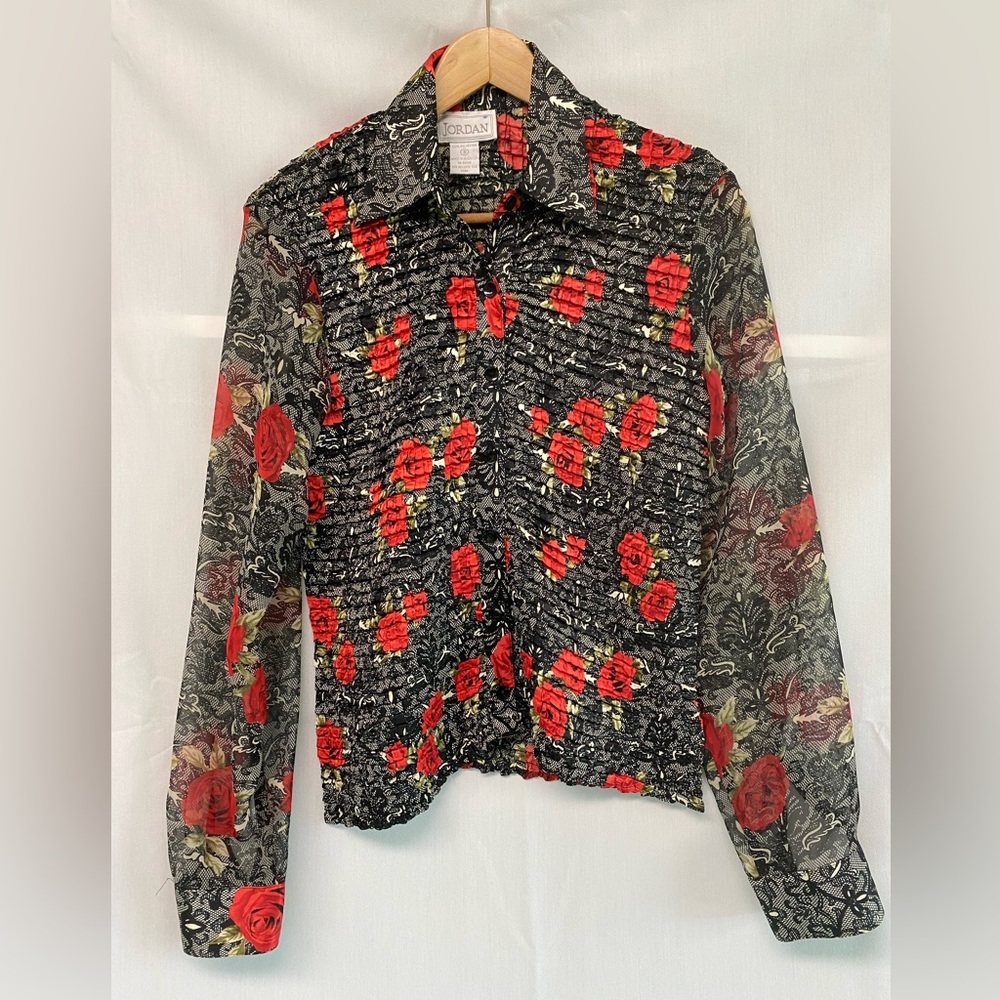 Jordan Roses Blouse Pintuck Pleats